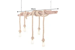 Maritime Hängeleuchte SEVEN SEAS 110cm Massivholz Seil Deckenlampe 5 Leuchten
