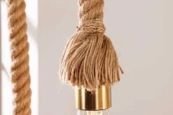 Maritime Hängeleuchte SEVEN SEAS 110cm Massivholz Seil Deckenlampe 5 Leuchten