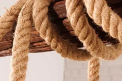 Maritime Hängeleuchte SEVEN SEAS 110cm Massivholz Seil Deckenlampe 5 Leuchten