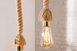 Maritime Hängeleuchte SEVEN SEAS 110cm Massivholz Seil Deckenlampe 5 Leuchten