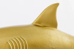 Maritime Skulptur HAI 68cm gold handmade Metall Design Haifisch