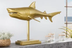 Maritime Skulptur HAI 68cm gold handmade Metall Design Haifisch