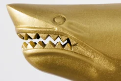 Maritime Skulptur HAI 68cm gold handmade Metall Design Haifisch
