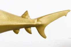 Maritime Skulptur HAI 68cm gold handmade Metall Design Haifisch