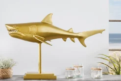 Maritime Skulptur HAI 68cm gold handmade Metall Design Haifisch