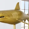 Maritime Skulptur HAI 103cm gold handmade Metall Design Haifisch