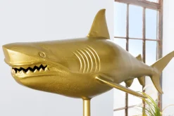 Maritime Skulptur HAI 103cm gold handmade Metall Design Haifisch
