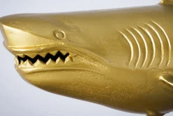 Maritime Skulptur HAI 103cm gold handmade Metall Design Haifisch
