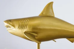Maritime Skulptur HAI 103cm gold handmade Metall Design Haifisch