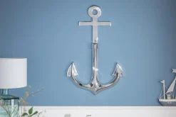 Maritime Wanddekoration SEVEN SEAS 70cm silber 3D Anker