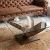 Maritimer Couchtisch OCEAN L 85cm antik kupfer mit Schiffsschraube und Glasplatte