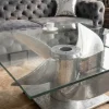 Maritimer Couchtisch OCEAN L 85cm silber antik Schiffsschraube mit Glasplatte
