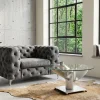Maritimer Couchtisch OCEAN M 60cm silber antik rund Schiffsschraube Glasplatte