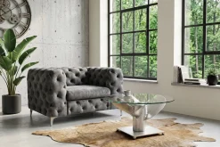 Maritimer Couchtisch OCEAN M 60cm silber antik rund Schiffsschraube Glasplatte