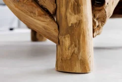 Maritimer Couchtisch RIVERSIDE 80cm natur Teakholz massiv Glasplatte Handarbeit