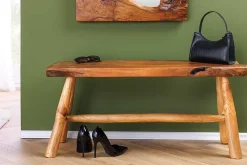 Massive Bank ROOT 100cm braun natur Teakholz Baumstamm Holzstrebe