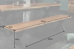 Massive Baumstamm Bank MAMMUT NATURE 160cm Akazienholz 3,5cm dicke Platte