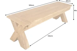 Massive Gartenbank EMPIRE TEAK 160cm natur Teakholz Outdoor-Sitzbank wetterfest
