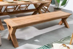 Massive Gartenbank EMPIRE TEAK 160cm natur Teakholz Outdoor-Sitzbank wetterfest