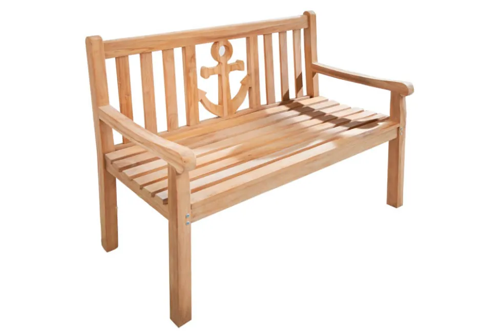 Massive Gartenbank EMPIRE TEAK 120cm Teakholz mit Ankerdesign