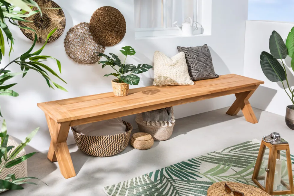 Massive Gartenbank EMPIRE TEAK 220cm Sitzbank Teakholz wetterfest