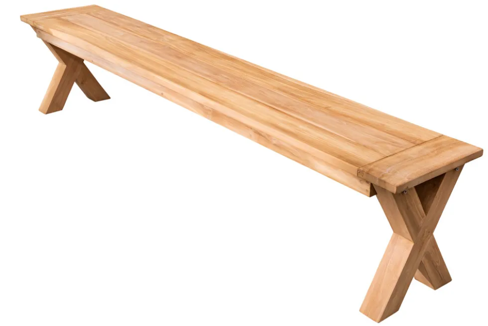 Massive Gartenbank EMPIRE TEAK 220cm Sitzbank Teakholz wetterfest