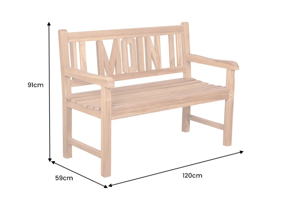 Massive Gartenbank EMPIRE TEAK Moin 120cm natur Teakholz
