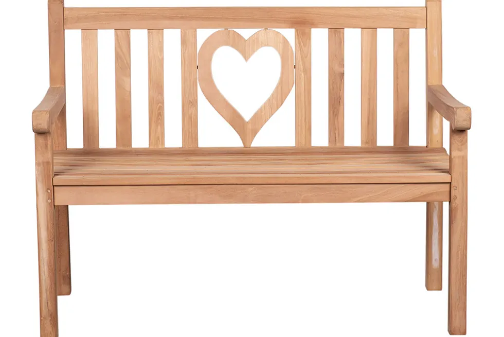 Massive Gartenbank EMPIRE TEAK Herz 120cm natur Teakholz