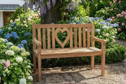 Massive Gartenbank EMPIRE TEAK Herz 120cm natur Teakholz