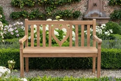 Massive Gartenbank EMPIRE TEAK Herz 120cm natur Teakholz