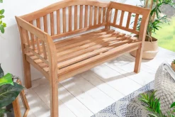 Massive Gartenbank EMPIRE TEAK 130cm natur Teakholz Outdoor-Sitzbank mit Lehne