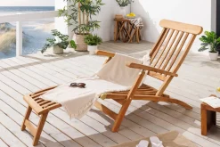 Massive Gartenliege EMPIRE TEAK 175cm natur Teakholz Deckchair verstellbar