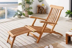 Massive Gartenliege EMPIRE TEAK 175cm natur Teakholz Deckchair verstellbar