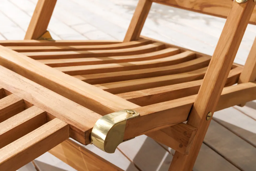 Massive Gartenliege EMPIRE TEAK 175cm natur Teakholz Deckchair verstellbar