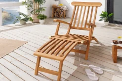 Massive Gartenliege EMPIRE TEAK 175cm natur Teakholz Deckchair verstellbar