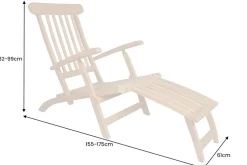 Massive Gartenliege EMPIRE TEAK 175cm natur Teakholz Deckchair verstellbar