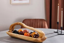 Massive Holzschale BALI 60cm Teakholz mit Griff natürliche Maserung