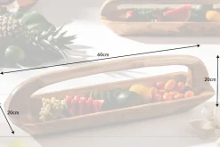 Massive Holzschale BALI 60cm Teakholz mit Griff natürliche Maserung