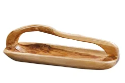 Massive Holzschale BALI 60cm Teakholz mit Griff natürliche Maserung