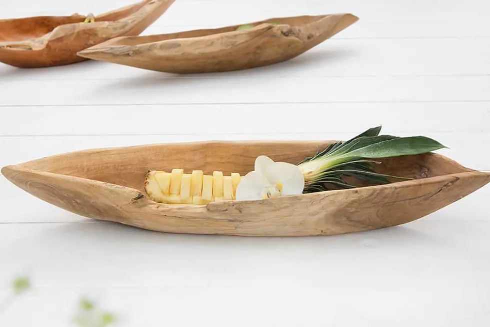 Massive Schale NATURE BOAT 60cm natur Teakholz Wurzelholz