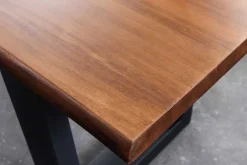 Massive Sitzbank GENESIS 200cm braun Akazienholz mit Rückenlehne Baumkante