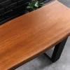 Massive Sitzbank GENESIS 160cm braun Akazienholz schwarz Metallgestell Baumkante
