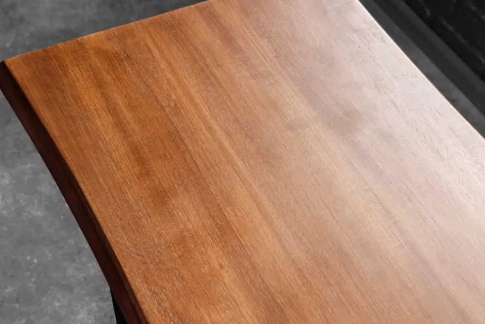 Massive Sitzbank GENESIS 160cm braun Akazienholz schwarz Metallgestell Baumkante