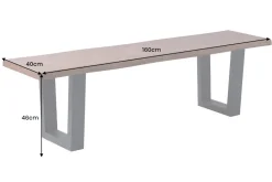 Massive Sitzbank GENESIS 160cm braun Akazienholz schwarz Metallgestell Baumkante