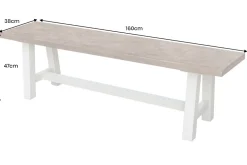 Massive Sitzbank HAMPTONS 160cm hellbraun creme Pinienholz