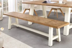 Massive Sitzbank HAMPTONS 160cm hellbraun creme Pinienholz