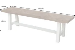 Massive Sitzbank HAMPTONS 200cm hellbraun creme Pinienholz