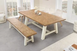 Massive Sitzbank HAMPTONS 200cm hellbraun creme Pinienholz