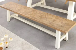 Massive Sitzbank HAMPTONS 200cm hellbraun creme Pinienholz
