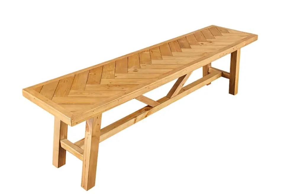 Massive Sitzbank MOSAIK 160cm natur Pinienholz recycelt